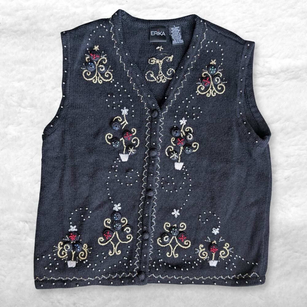 vintage erika embellished sweater vest